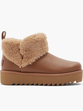 UGG Women's Fold-Over Shearling Platform Ankle Boot in Chestnut
